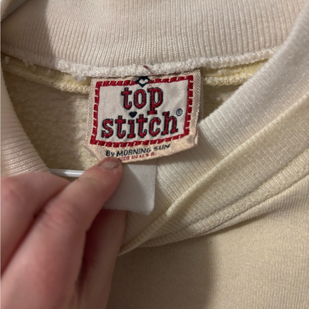 Grandmacore Cozy Chunky Top Stitch Cream Sweatshirt - Picture 4 of 8